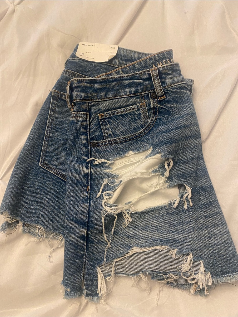 American Eagle Distressed Denim Shorts - Blue - Picture 8 of 10